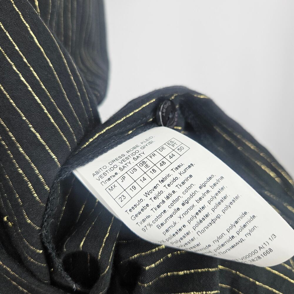 Marina Rinaldi Sport Shirt Dress Black Gold Metallic Striped Button Up Size 14 - Picture 8 of 11